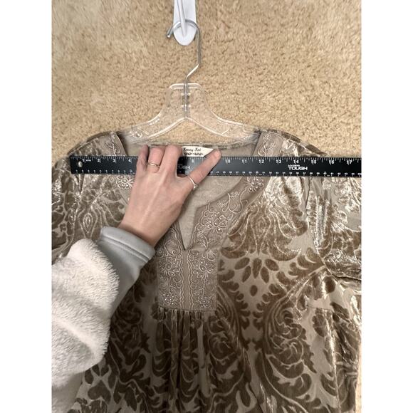 Krazy Kat Velvet Burnout Kimono Sleeve Babydoll Tunic Top Sz L Fairy Whimsigoth - Picture 8 of 16